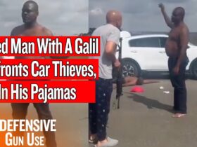 Armed Man With A Galil Confronts Car Thieves, In His Pajamas