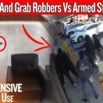 Caught On Camera: 20 Smash And Grab Robbers Vs Armed Store Owner In California