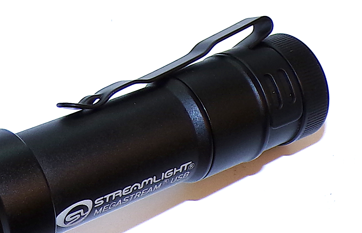 A Protac Rail Mount HP-X Pro USB light, and a Megastream USB High Output flashlight.