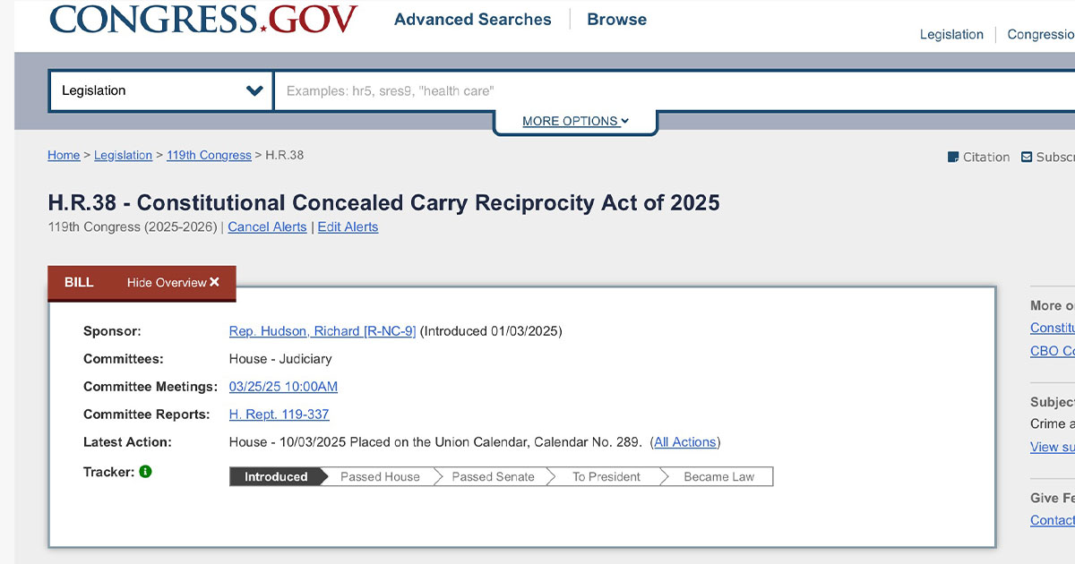GOA Defends H.R. 38 in Letter to Speaker Johnson: ‘Second Amendment Not Just for Police’